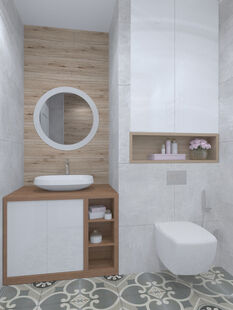 Фото № 2: Дизайн-проект однокомнатной квартиры 41.71  м² стиль Контемпорари для ЖК Московский