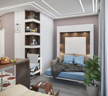 Фото № 5: Дизайн-проект квартиры-студии 26.13  м² Стиль Модернизм для ЖК Московский