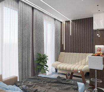 Фото № 2: Дизайн-проект квартиры-студии 26.13  м² Стиль Модернизм для ЖК Московский