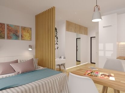 Фото № 2: Дизайн-проект квартиры-студии 25.1  м² Скандинавский стиль для ЖК Московский