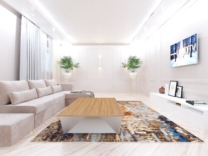 Фото № 1: Дизайн-проект пятикомнатной квартиры 303.1  м² Стиль Американская классика для двухэтажного дома