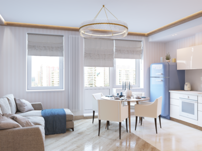 Фото № 1: Дизайн-проект четырехкомнатной квартиры 78.5  м² Стиль Американская классика для ЖК Московский