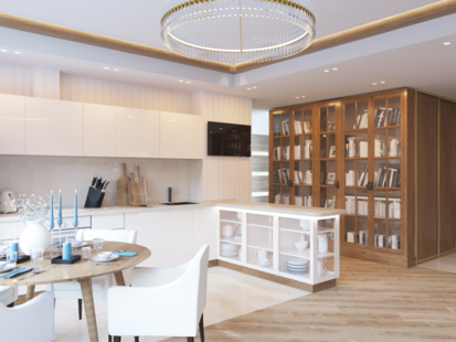 Фото № 4: Дизайн-проект четырехкомнатной квартиры 78.5  м² Стиль Американская классика для ЖК Московский