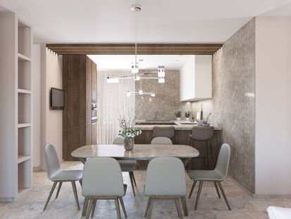 Фото № 3: Дизайн-проект пятикомнатной квартиры 137.8  м² Стиль Модернизм для одноуровнего дома