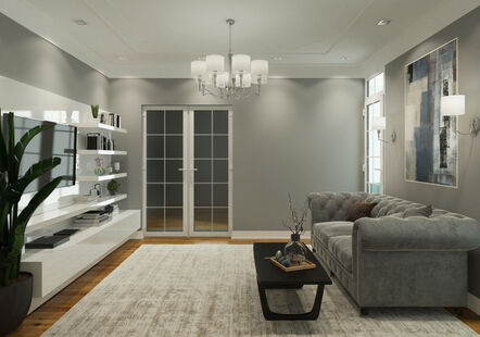 Фото № 1: Дизайн-проект зала 25.15  м² Стиль Американская классика для ЖК Московский