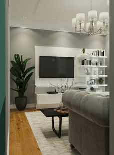 Фото № 5: Дизайн-проект зала 25.15  м² Стиль Американская классика для ЖК Московский