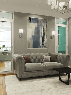 Фото № 4: Дизайн-проект зала 25.15  м² Стиль Американская классика для ЖК Московский