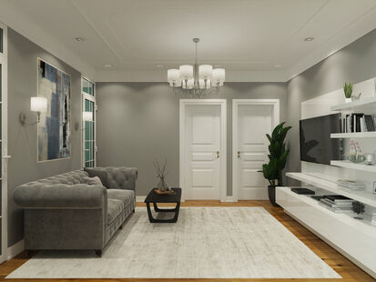 Фото № 3: Дизайн-проект зала 25.15  м² Стиль Американская классика для ЖК Московский