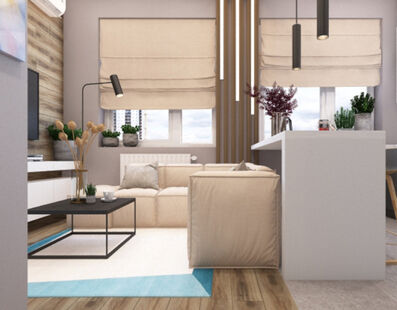 Фото № 4: Дизайн-проект двухкомнатной квартиры 40.9  м² стиль Минимализм для ЖК Московский