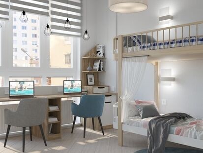 Фото № 6: Дизайн-проект трехкомнатной квартиры 67.7  м² Скандинавский стиль для ЖК Московский