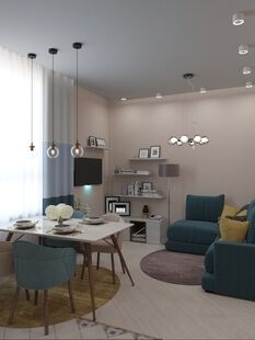 Фото № 2: Дизайн-проект трехкомнатной квартиры 67.7  м² Скандинавский стиль для ЖК Московский