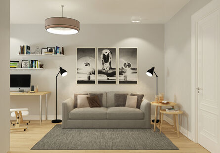 Фото № 5: Дизайн-проект трехкомнатной квартиры 59.66  м² Стиль Модернизм для ЖК Московский