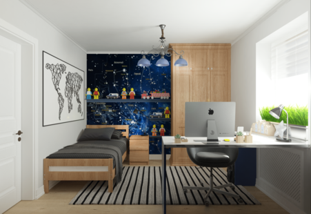 Фото № 2: Дизайн-проект трехкомнатной квартиры 59.66  м² Стиль Модернизм для ЖК Московский