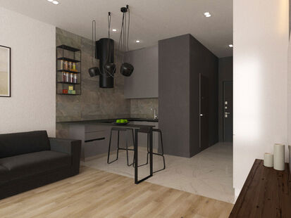 Фото № 5: Дизайн-проект квартиры-студии 30.53  м² Стиль Лофт для ЖК Московский