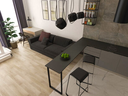 Фото № 3: Дизайн-проект квартиры-студии 30.53  м² Стиль Лофт для ЖК Московский