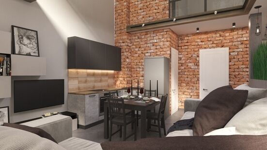 Фото № 6: Дизайн-проект четырехкомнатной квартиры 77.0  м² Стиль Лофт для ЖК Московский