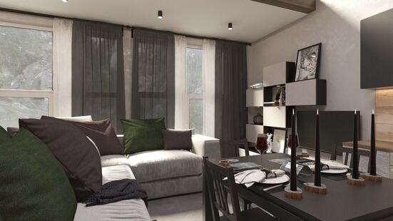 Фото № 3: Дизайн-проект четырехкомнатной квартиры 77.0  м² Стиль Лофт для ЖК Московский