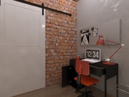 Фото № 2: Дизайн-проект четырехкомнатной квартиры 77.0  м² Стиль Лофт для ЖК Московский