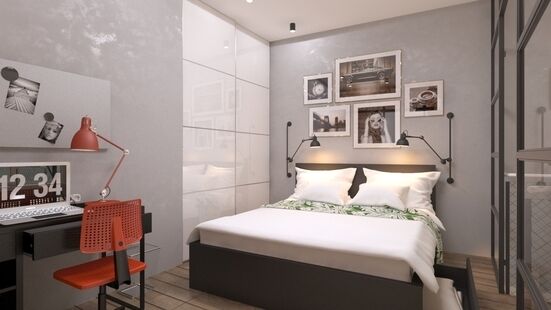 Фото № 4: Дизайн-проект четырехкомнатной квартиры 77.0  м² Стиль Лофт для ЖК Московский