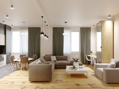 Фото № 1: Дизайн-проект трехкомнатной квартиры 59.6  м² стиль Скандинавский для ЖК Московский