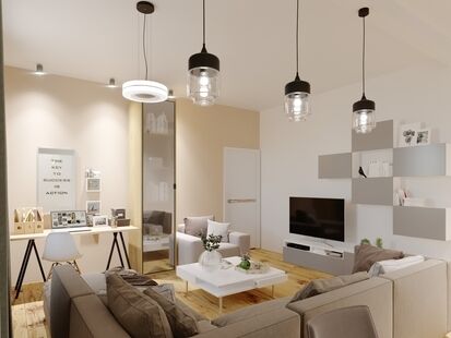 Фото № 2: Дизайн-проект трехкомнатной квартиры 59.6  м² стиль Скандинавский для ЖК Московский