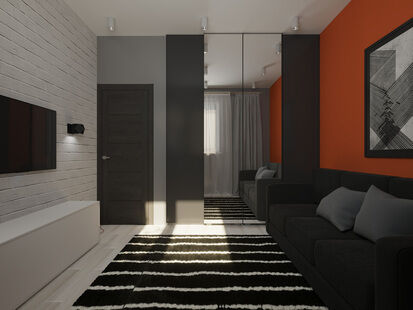 Фото № 4: Дизайн-проект двухкомнатной квартиры 85.91  м² Стиль Американская классика для этажа дома