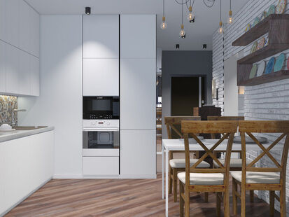 Фото № 3: Дизайн-проект однокомнатной квартиры 50.0  м² Скандинавский стиль для ЖК Московский