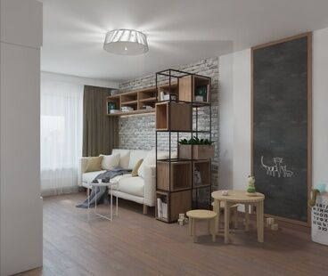 Фото № 1: Дизайн-проект спальни 9.33  м² Стиль Скандинавский для ЖК Московский