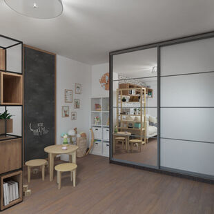 Фото № 3: Дизайн-проект спальни 9.33  м² Стиль Скандинавский для ЖК Московский