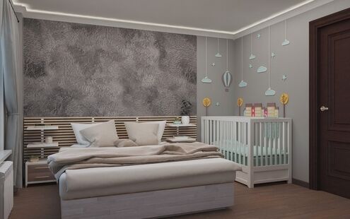 Фото № 2: Дизайн-проект спальни 9.33  м² Стиль Скандинавский для ЖК Московский