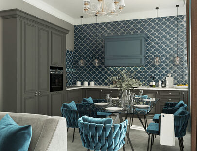 Фото № 2: Дизайн-проект зала 17.53  м² Стиль Скандинавский для ЖК Московский