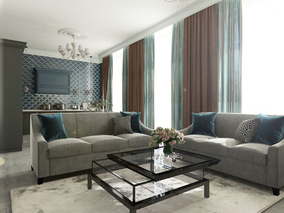 Фото № 6: Дизайн-проект зала 17.53  м² Стиль Скандинавский для ЖК Московский