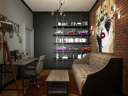 Фото № 3: Дизайн-проект зала 17.53  м² Стиль Скандинавский для ЖК Московский