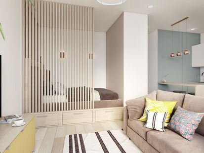 Фото № 1: Дизайн-проект однокомнатной квартиры 38.5  м² Скандинавский стиль для ЖК Домашний