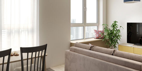 Фото № 6: Дизайн-проект однокомнатной квартиры 38.5  м² Скандинавский стиль для ЖК Домашний