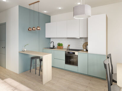 Фото № 4: Дизайн-проект однокомнатной квартиры 38.5  м² Скандинавский стиль для ЖК Домашний