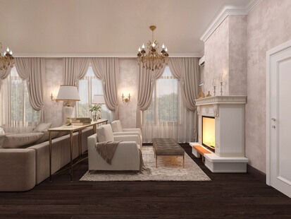 Фото № 1: Дизайн-проект пятикомнатной квартиры 159.17  м² Стиль Классика для этажа частного дома