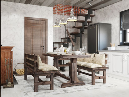 Фото № 2: Дизайн-проект двухкомнатной квартиры 55.5  м² Стиль Лофт для дпк лыщево