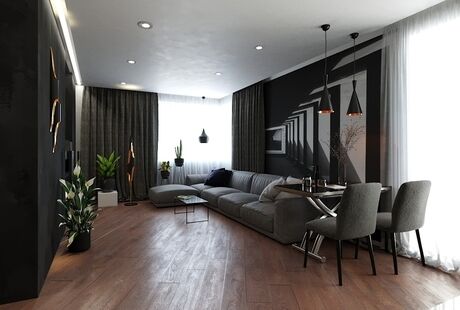 Фото № 5: Дизайн-проект двухкомнатной квартиры 59.09  м² стиль Хай-тек для ЖК Московский