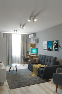 Фото № 3: Дизайн-проект однокомнатной квартиры 39.7  м² Скандинавский стиль для ЖК Московский