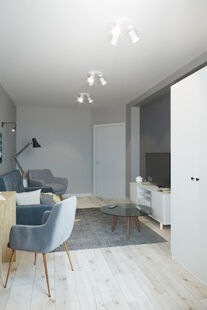 Фото № 2: Дизайн-проект однокомнатной квартиры 39.7  м² Скандинавский стиль для ЖК Московский