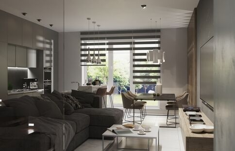 Фото № 1: Дизайн-проект пятикомнатной квартиры 269.66  м² Стиль Модернизм для таунхауса