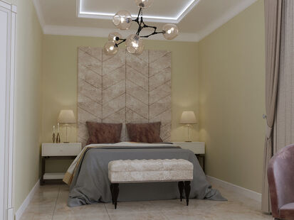 Фото № 3: Дизайн-проект двухкомнатной квартиры 120.36  м² Стиль Современная классика для коттеджа