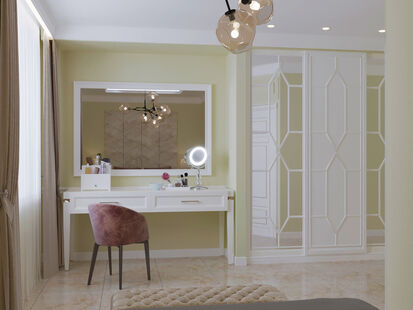 Фото № 2: Дизайн-проект двухкомнатной квартиры 120.36  м² Стиль Современная классика для коттеджа