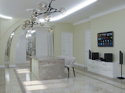 Фото № 6: Дизайн-проект двухкомнатной квартиры 120.36  м² Стиль Современная классика для коттеджа