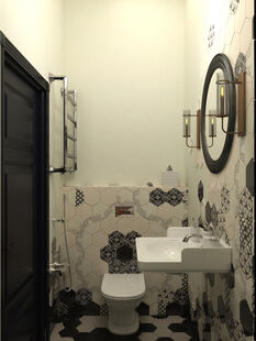 Фото № 2: Дизайн-проект однокомнатной квартиры 49.9  м² Стиль Этнический для таунхауса