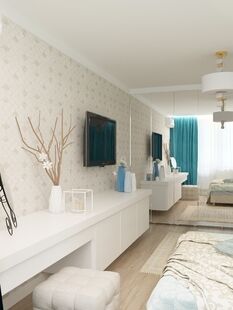 Фото № 6: Дизайн-проект двухкомнатной квартиры 53.14  м² Стиль Современная классика для ЖК Московский