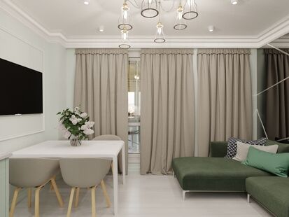 Фото № 2: Дизайн-проект трехкомнатной квартиры 74.9  м² стиль Современная классика для ЖК 2429