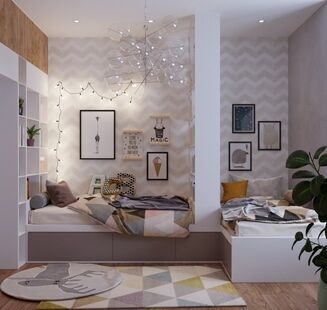 Фото № 1: Дизайн-проект четырехкомнатной квартиры 95.19  м² Стиль Американская Классика для ЖК Московский