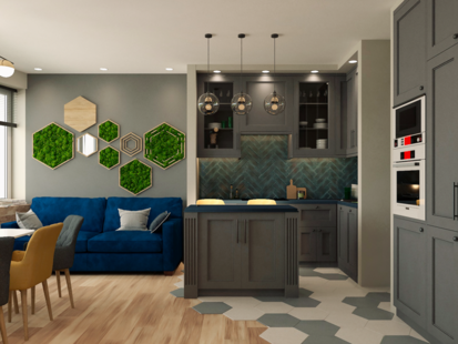 Фото № 2: Дизайн-проект четырехкомнатной квартиры 95.19  м² Стиль Американская Классика для ЖК Московский